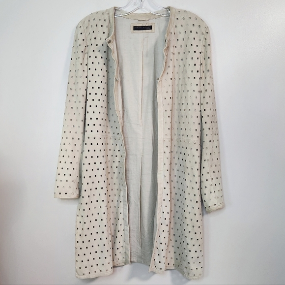 Fabiana Filippi Beige Suede Square Perforated Coat, Size M ~ EUC - Picture 2 of 16